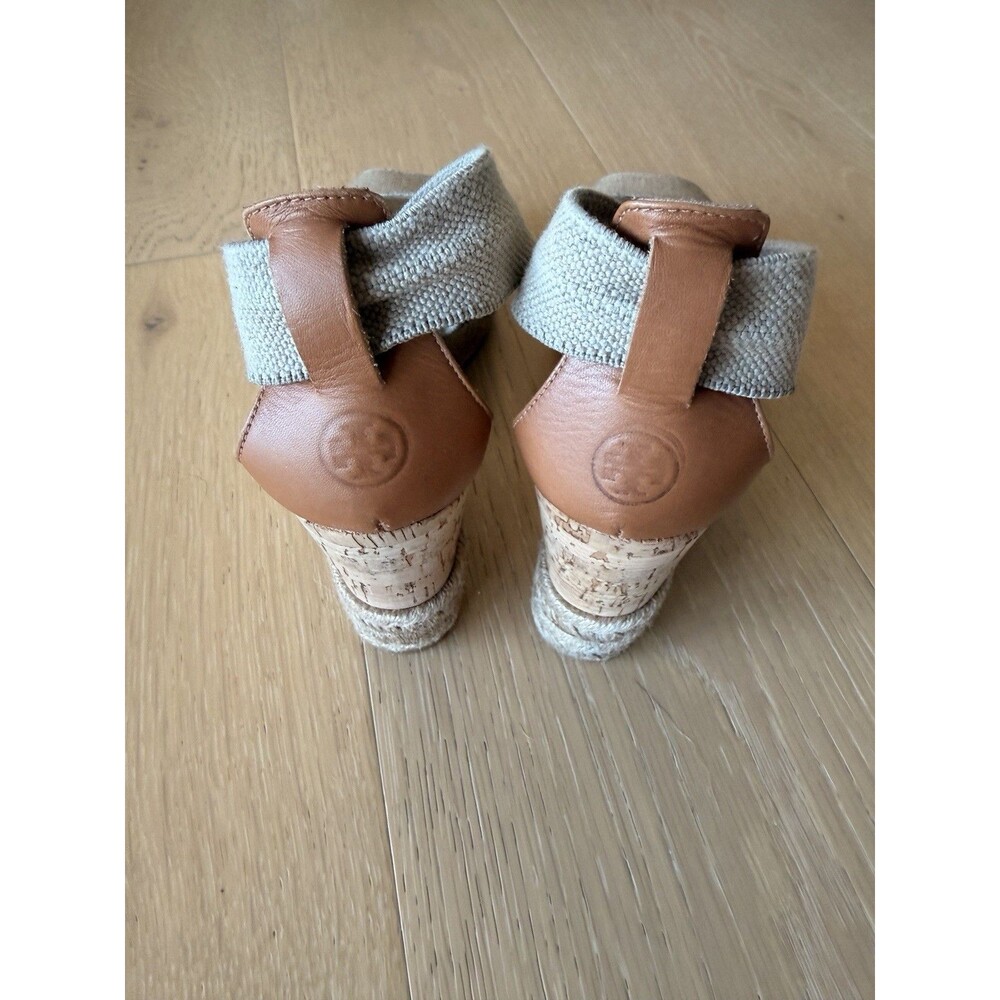 Tory Burch Women's Size 7.5 ‘Natanya’ Linen Blend Cork Espadrille Wedges - Picture 9 of 9